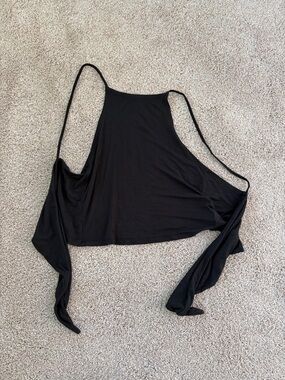 American Eagle Black Women's Halter Crop Top with Tie Back